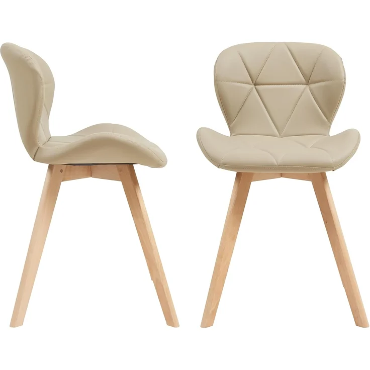 Esszimmerstuhl Älmhult 2-er Set 78x47x52 cm Kunstleder Beige [en. casa] – Bild 1