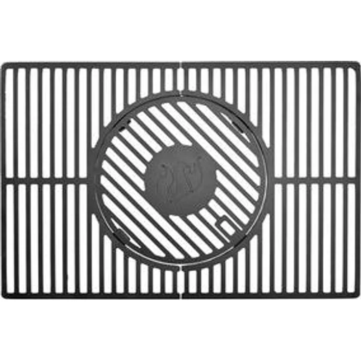 LANDMANN Modulus Grillrostsystem | Geeignet für Triton 2.1 | Mit modularem Basiseinsatz Ø30,5 cm für Grillplatte, WOK, Pizzastein, Grillspieße | Schwarz & eckig | Maße 48 x 44 x 2 cm [Gusseisen] – Bild 6
