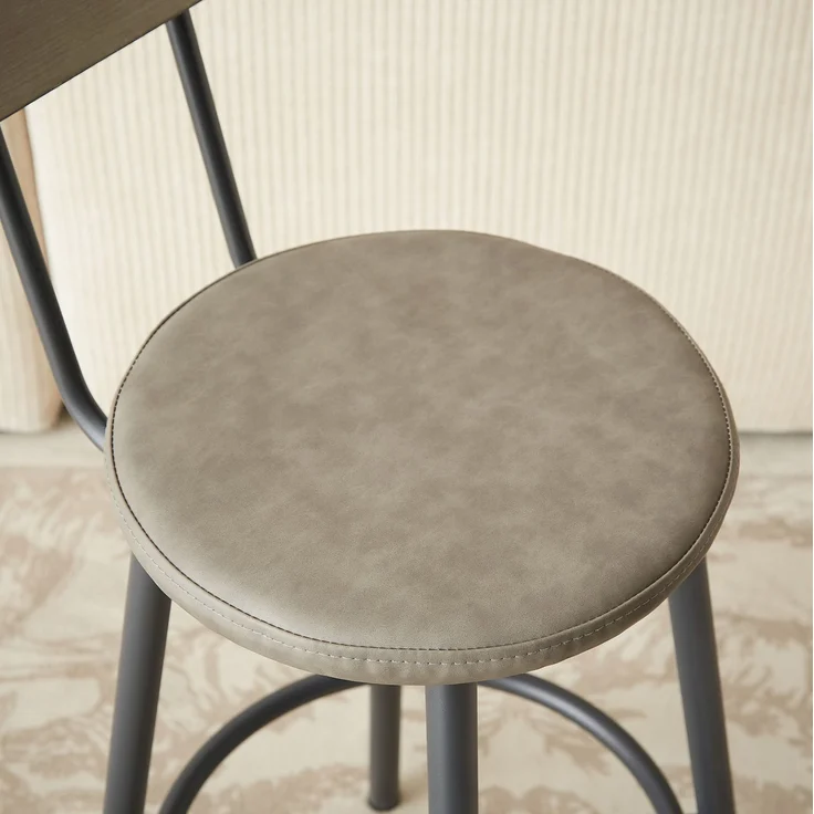 Bartisch-Set mit 3 PU-Barhockern, 160x40x94,5 cm, Grau/Schwarz – Bild 6