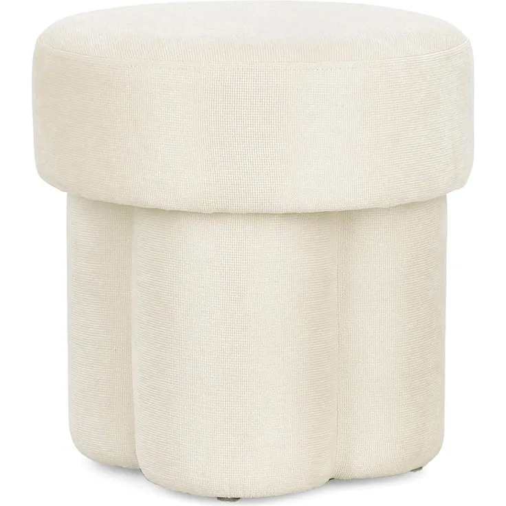 Hocker Adlenga aus Stoff, modern gepolstert, creme-weiß, rundes Design für Dein Zuhause