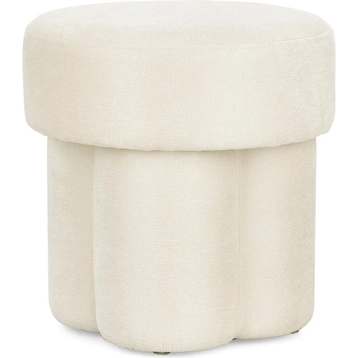Hocker Adlenga aus Stoff, modern gepolstert, creme-weiß, rundes Design für Dein Zuhause – Bild 1