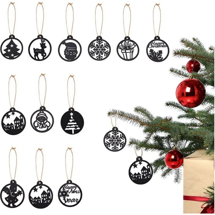 UNUS HOME Weihnachtsbaumkugel Weihnachtsanhänger 12er verschiedene Design Set, Christbaumschmuck Weihnachtsanhänger Weihnachtsbaumschmuck – Bild 1