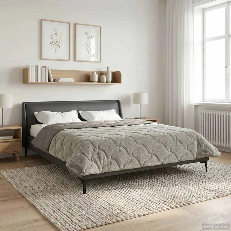 vidaXL Winterbettdecke Gepolstert Hellgrau 200x220 cm 42026321 – Bild 4