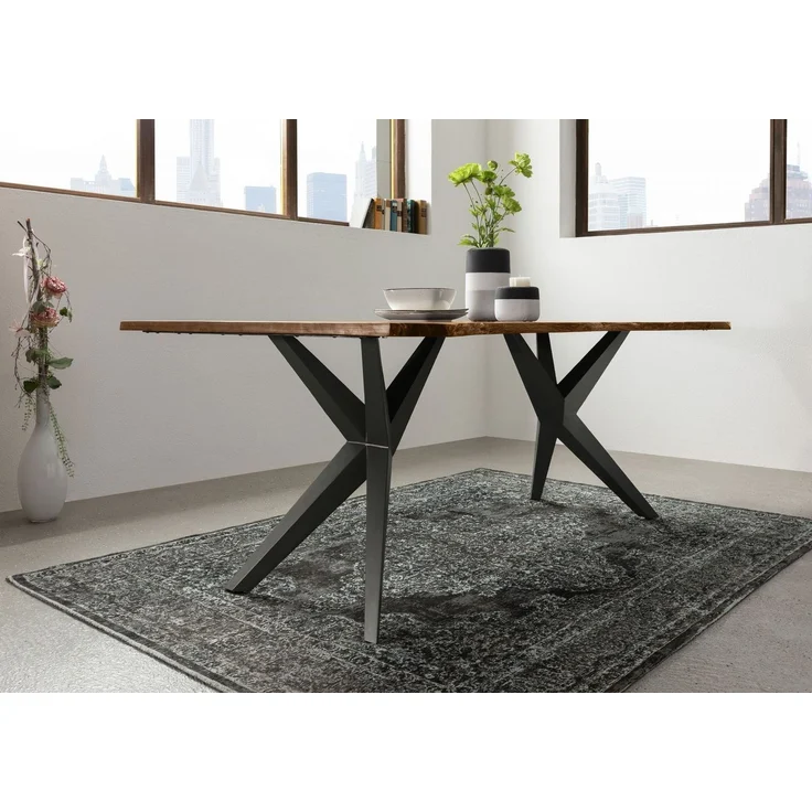 Baumtisch Akazie 140x90x76 natur lackiert Beine anthrazit glänzend FREEFORM 4 #12 – Bild 4