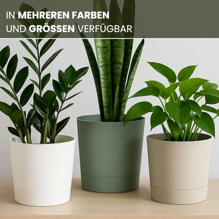 LAMELA Pflanzgefäß mit integriertem Untersetzer, Breite 22,5 cm – 7L – Grüner Blumentopf für Innen & Außen – Wetterfest & Pflegeleicht, Graugrün – Bild 6