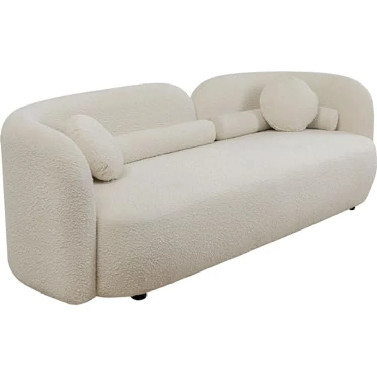 Kare Design Sofa Kelly Boucle 3-Sitzer, Weiß, Pflegeleicht, Weich, Kuschelsofa, Couch, Loveseat, Wohnzimmer, Teddy-Optik, Massivholz, Teilzerlegt, 67x225x83 cm (H/B/T) – Bild 5