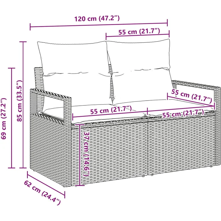 vidaXL Sofa Set 6 Stk. Braun [Synthetisch]: Poly Rattan 3346494 – Bild 9