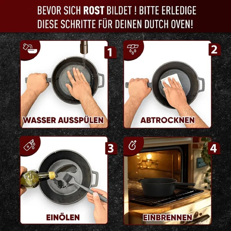 GUSSKÖNIG Dutch Oven 2in1 Pfannen Set 4,5L + Pflegepaste – Bild 3