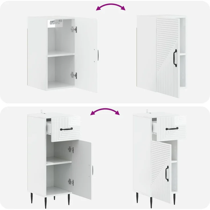 vidaXL 4-teiliges Badezimmer-Schrank-Set HAARLEM Hochglanz Weiß 3417940 – Bild 7