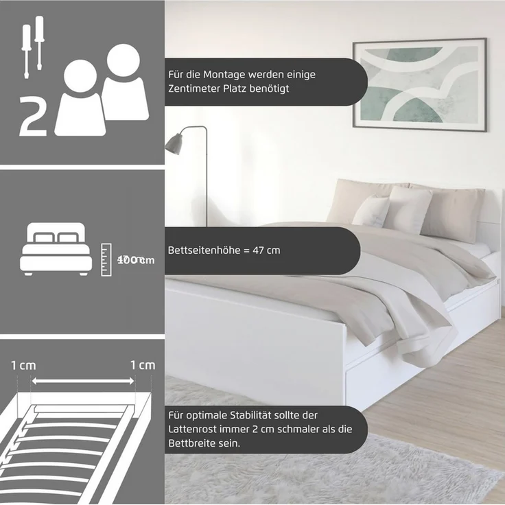 rauch Jugendzimmer-Set Komplettzimmer Schlafzimmer-Set (5-St) Jugendzimmer-Set JOEL, (Set, 5-tlg, Bett 90x200 oder 140x200 cm, Ausstattungspakete BASIC/CLASSIC/PREMIUM), Bett 2 Breiten,Nachttisch,Tisch,Rollcontainer,Schrank MADE IN GERMANY – Bild 4