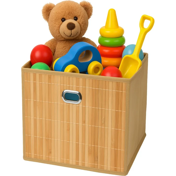 Koopman Aufbewahrungsbox Schrankbox Aufbewahrung 31x31 cm Bambus 1/2/4 er Set (4 St), Leicht, Hellbraun, Regal, Faltbar, Aufbewahrungsbox – Bild 3