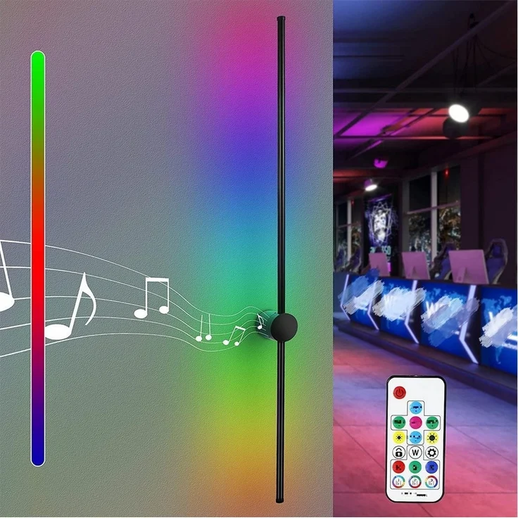 Nettlife LED Wandleuchte LED Wandleuchte RGB -100 cm Schwarz, LED fest integriert, RGB, für Wohnzimmer Schlafzimmer – Bild 1