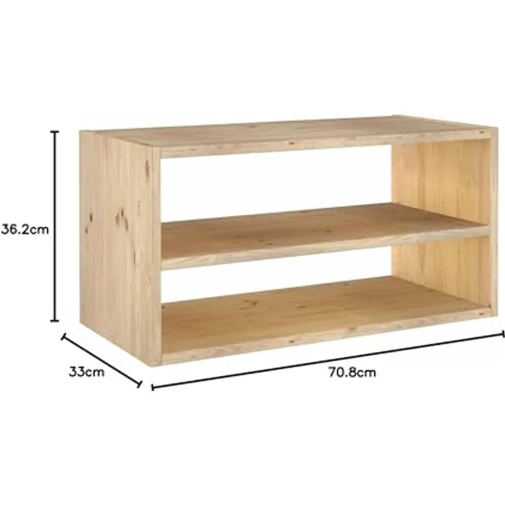 Astigarraga Kit Line Modulares rechteckiges Regal mit dynamischem Einlegeboden, Kiefernholz, 36,2 x 70,8 x 33 cm – Bild 4