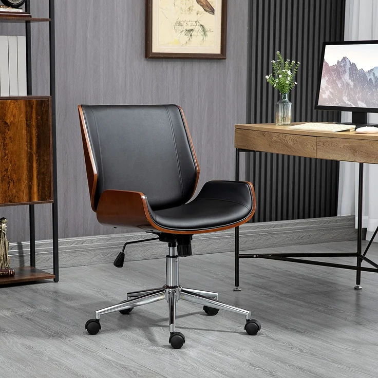MELAYR, Schreibtischstuhl Computerstuhl, Wippfunktion, höhenverstellbar, Schwarz + Silber, 53 x 60 x 96 cm – Bild 3