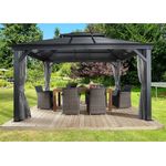 Sojag 'Mykonos' Pavillon 1014 inkl. Moskitonetz, Aluminium, basaltgrau, 299 x 425 x 291 cm