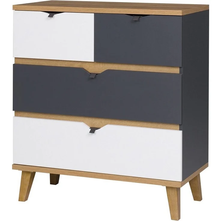 Lomadox Jugendzimmer-Set MARIBOR-132, (Sparset, 4-tlg), Kleiderschrank Schreibtisch Wandboard Kommode Eiche weiß graphit – Bild 3