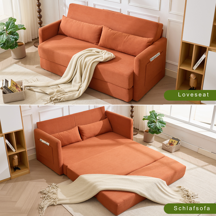 ZUBALIYA Schlafsofa 92x82 cm, mit Stauraum, mit Samtbezug, mit Cordbezug, mit breiten Armlehnen, mit Schaumstoffpolsterung – Bild 8
