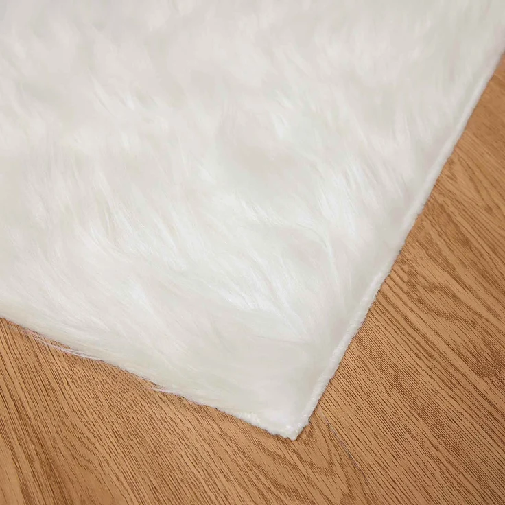 vidaXL Kunstschaffell Teppich Tafalla Weiß 80 x 200 cm Polyester 42021457 – Bild 6