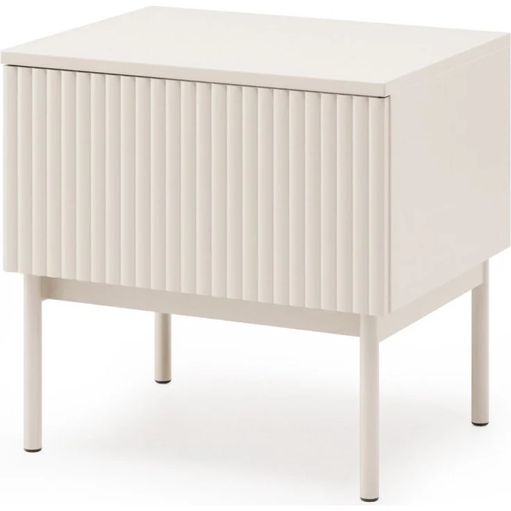 Beautysofa Nachttisch SOFT Rillenfronten & Push-to-Open-System (mit Eine Schublade, In der trendigen Farbe Kaschmir), Breite: 50 cm – Bild 1