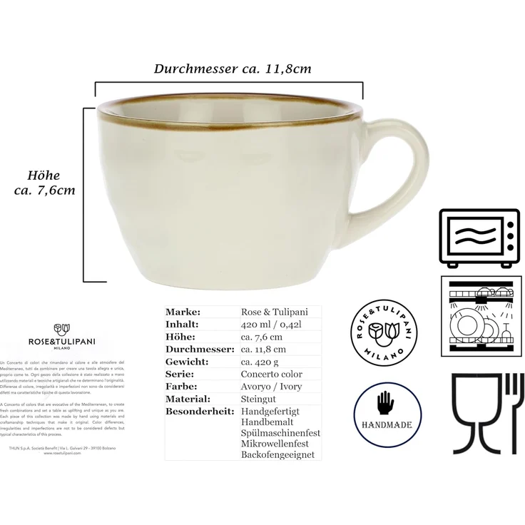 Frühstückstasse 420 ml Concerto Avorio – Bild 3