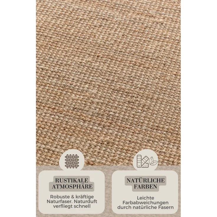 HANSE Home Teppich Jaipur Juteteppich, Läufer und Rund, rechteckig, Höhe: 10 mm, Naturfaser, Wohnzimmer, Esszimmer, Schlafzimmer, Boho, GRS – Bild 4