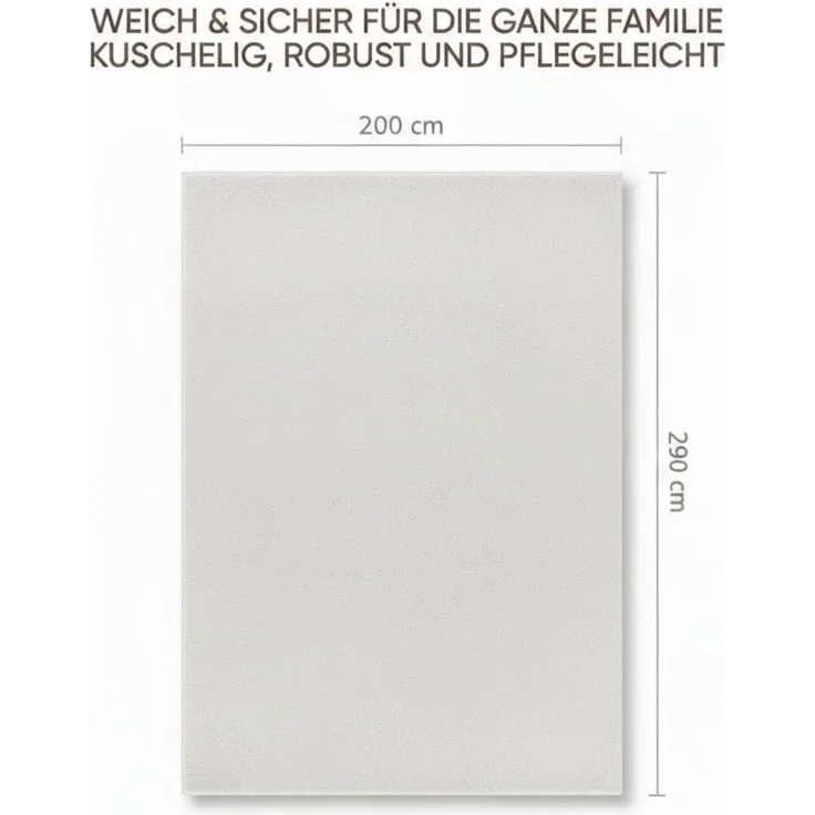 Fashion4Home Teppich Wohnzimmer – Einfarbig Teppich, Uni Teppich fürs Kinderzimmer, Schlafzimmer, Arbeitszimmer, Büro, Flur und Küche - Kurzflor Teppich Cream-Weiß, Größe: 200x290 cm – Bild 2