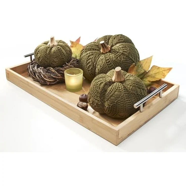 Kobolo Tablett rechteckig aus Bambus mit Metallgriffen - braun, Bambus – Bild 7