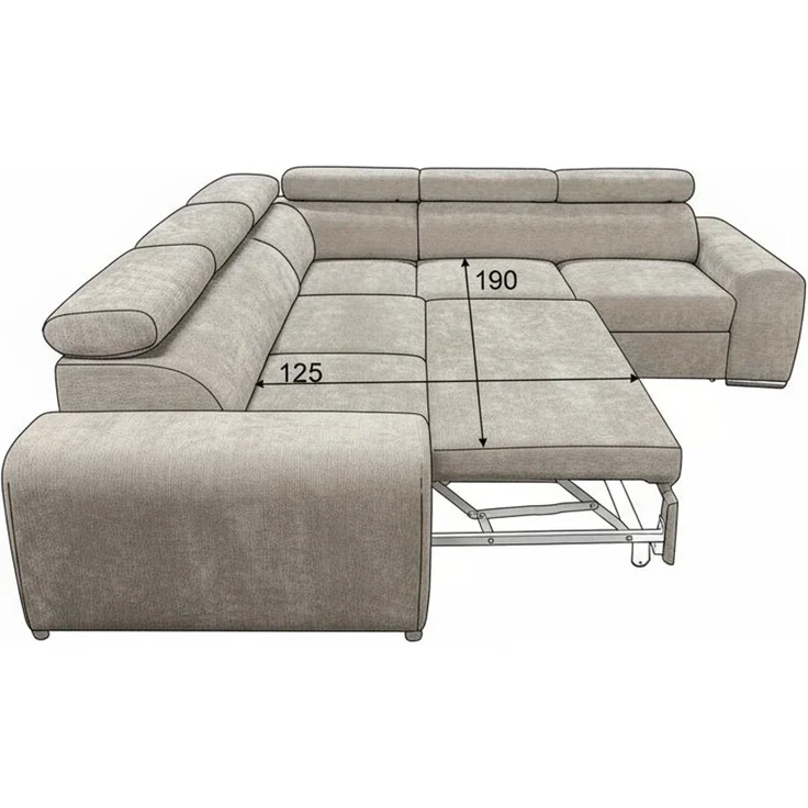 Wohnero24 Ecksofa PAVONE 3 260x260 cm – Chenille Sofa Dunkelbraun mit Schlaffunktion 190x125 cm, Bettkasten & verstellbaren Kopfstützen – Bild 7