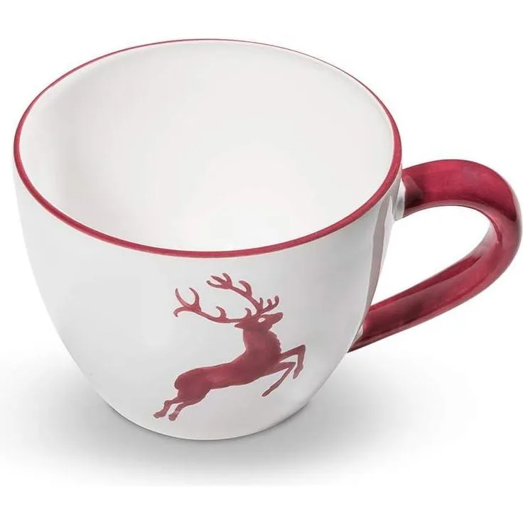 Bordeauxrot Hirsch, Teetasse Maxima (0,4L) - Gmundner Keramik Teetasse - Mikrowelle geeignet, Spülmaschinenfest