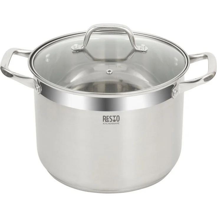 RESTO Kitchenware Kochtopf Libra, Topf energiesparend und spülmaschinenfest, Edelstahl 18/10 (2-tlg), mit hitzebeständigem Glasdeckel und Griffen – Bild 1