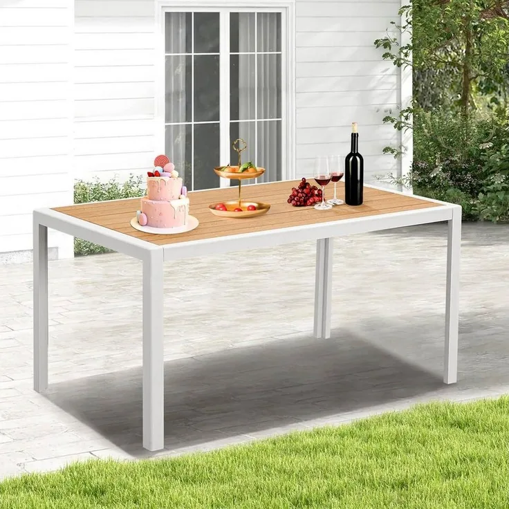 MeXo Esstisch Gartentisch für 4-6 Personen (Bistrotisch, Terassentisch, 1-St, 140 x 80 x 70 cm), Polywood Tischplatte, Aluminium-Rahmen, wetterfest