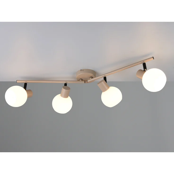 LED Deckenstrahler 4-flammig aus Metall in Beige mit Glasschirmen, Breite 70cm – Bild 5