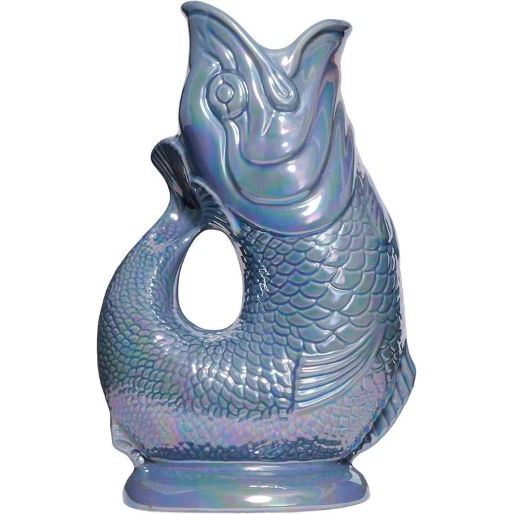 Gluckigluck Wasserkaraffe, (Original Gluggle Jug aus England), mit Gluckergeräusch, handgefertigt, ikonisches Fisch-Design, 1,2 L – Bild 1