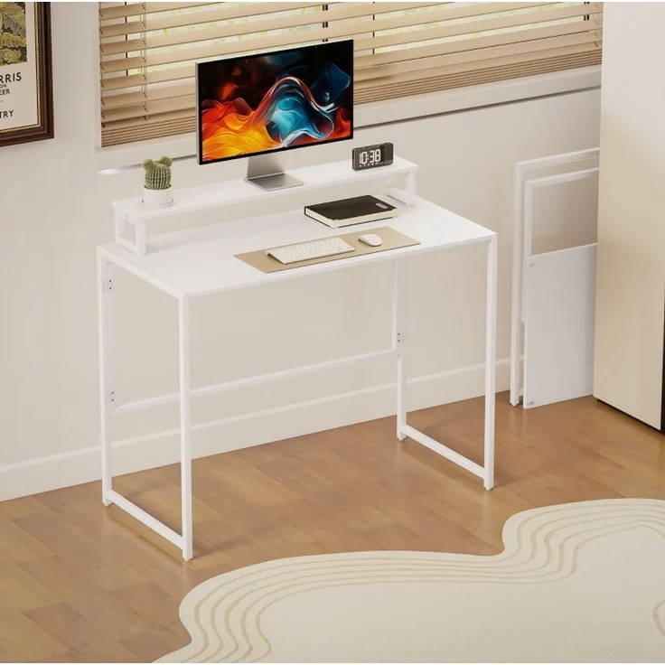 Klappschreibtisch mit abnehmbarem Monitoraufsatz, 100x48x87,5 cm, Weiß – Bild 1