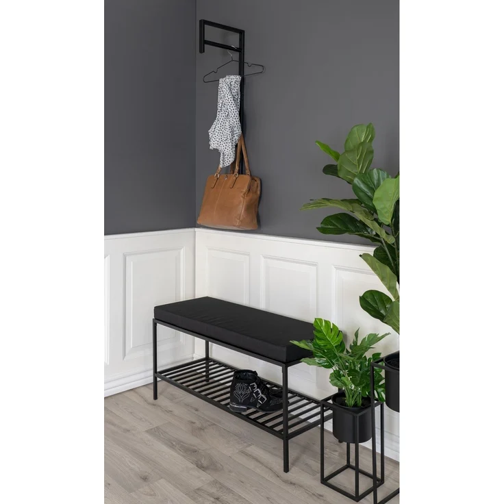 Garderobe >Trento< in Schwarz, Metall - 3x82x30cm (BxHxT) – Bild 6