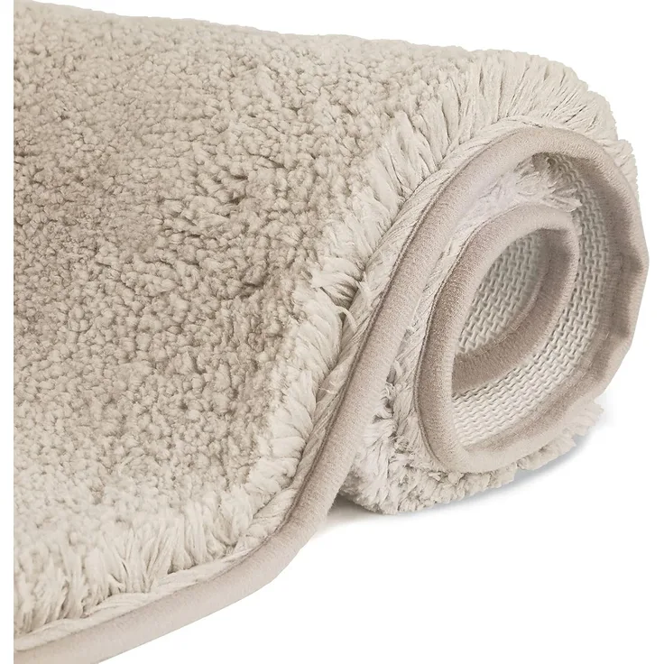 FCSDETAIL rutschfeste, Hochflor Badteppiche 70X120 cm, Maschinenwaschbare Badematte, Badvorleger mit Wasserabsorbierenden, Weichen Mikrofasern für Badewanne, Dusche und Badezimmer (Beige)