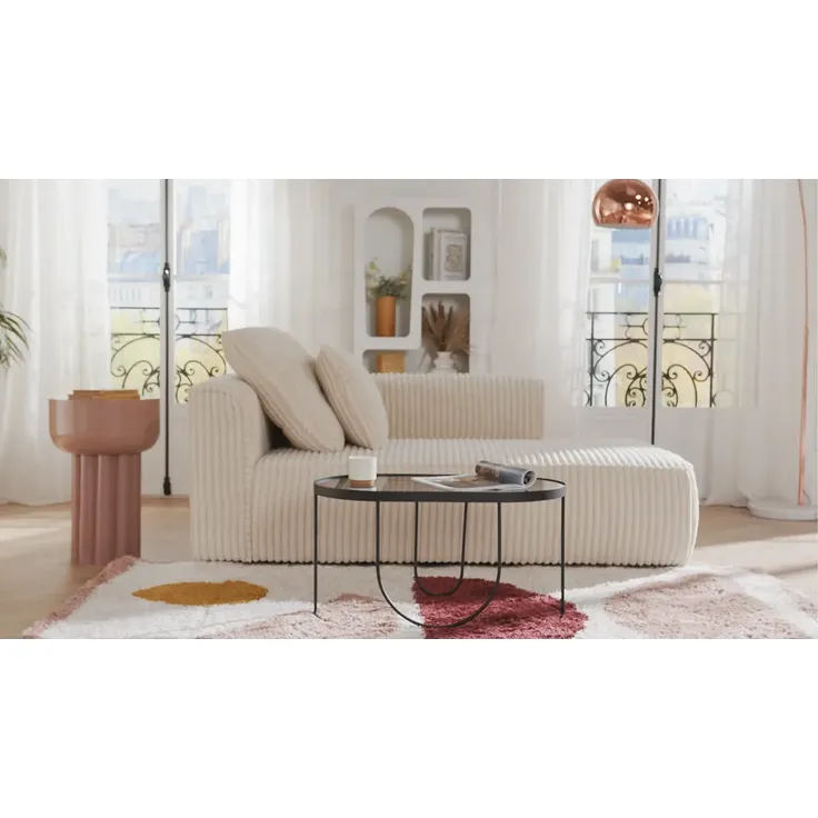Vente-unique - PINETA Chaise longue SamtStoff Grau - B 115 cm x H 67 cm x L 180 cm – Bild 2