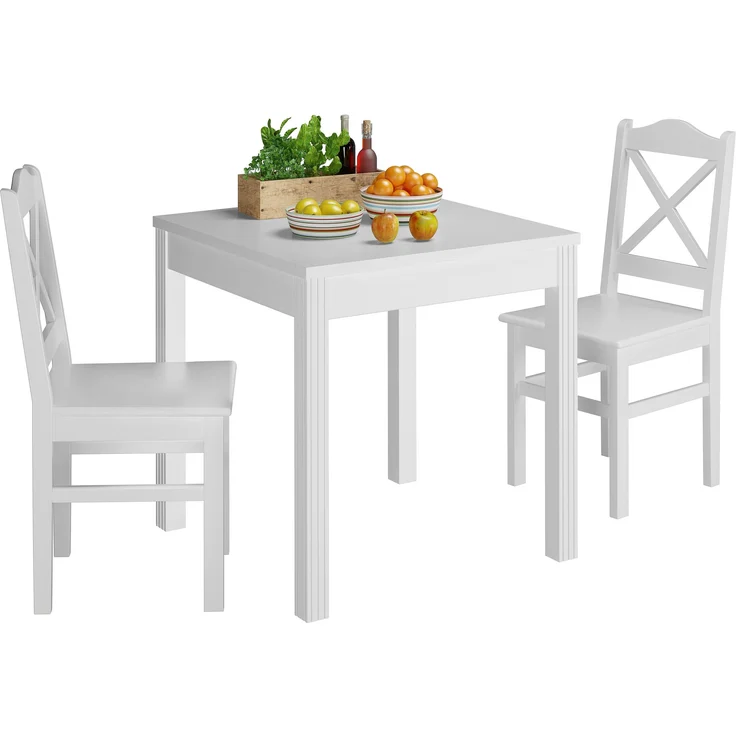 Esszimmergruppe mit Tisch und 2 Stühle Kiefer Massivholz waschweiß 90.70-50 C W-Set 20 – Bild 2