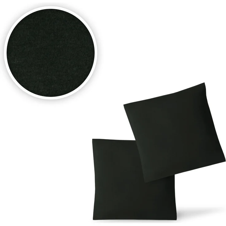 Jersey Kissenbezug, 2er Set, Schwarz, 40x40 cm – Bild 2