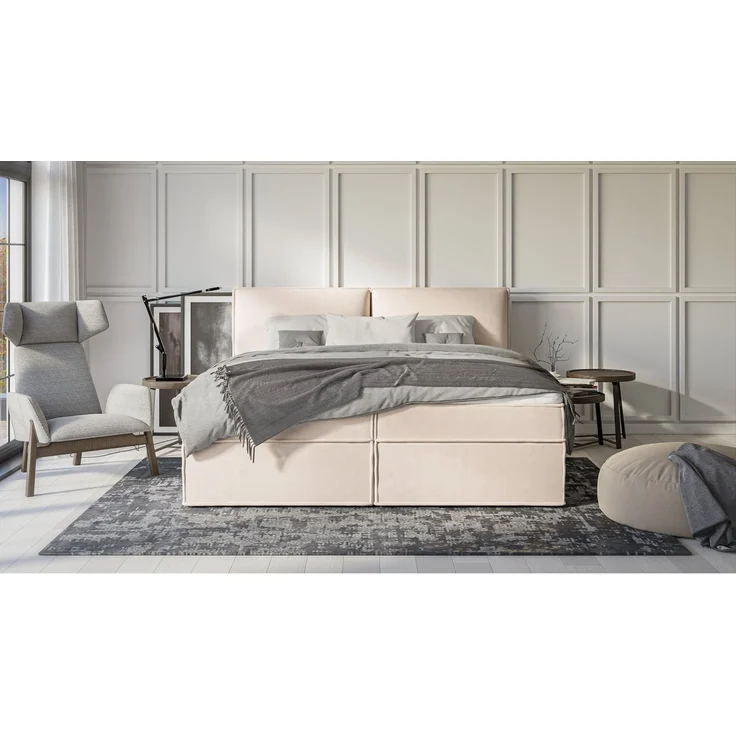 S-Style Möbel Boxspringbett Plaza mit Topper und Bettkästen aus Luxusmicrofaser, mit Topper und Bettkasten / zwei Bettkästen (je nach Bettgröße) – Bild 2