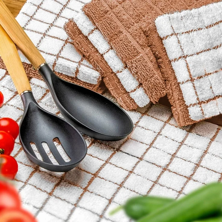 StickandShine Geschirrtuch 8 Stück Geschirrtücher aus 100% Baumwolle Frottee SET Kariert Uni, (Spar SET, kariert und unifarben), kariert und uni geschmischt – Bild 5