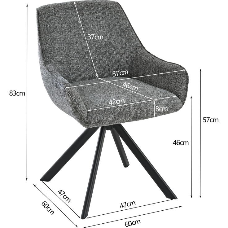 GOEURVANT 1178 Esszimmerstühle 4er-Set mit Armlehnen, 360° Drehbar, Chenille - Schiefergrau – Bild 10