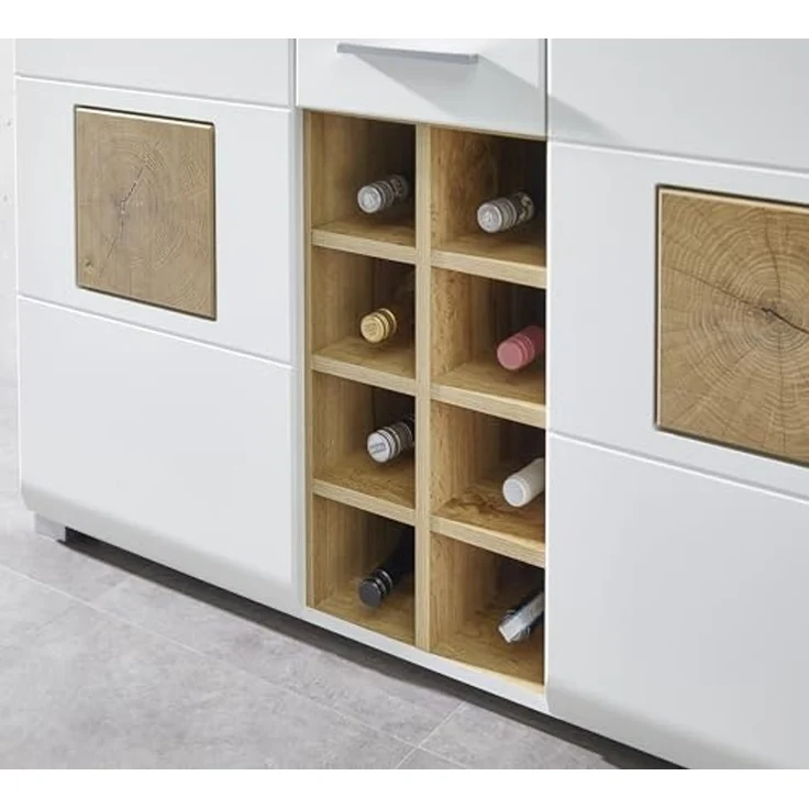 Barschrank >Fun Plus< in weiss matt / Eiche Dekor - 120x129x37 (BxHxT) – Bild 7