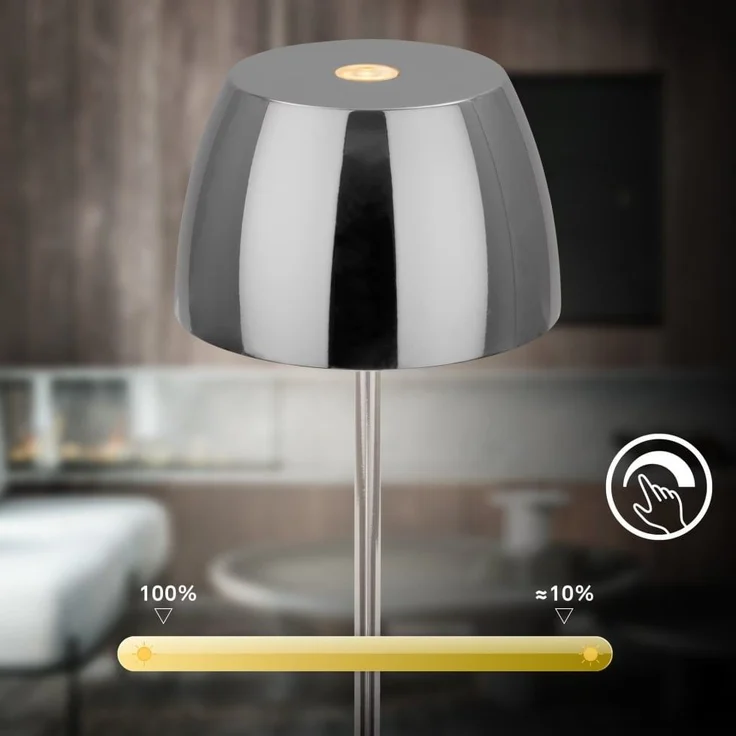 Brilloner LED-Tischlampe Serina unplugged 2,5W, dimmbar, IP44, chrom – Bild 6