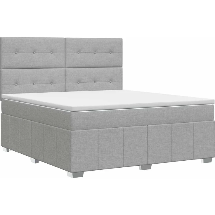 vidaXL Boxspringbett mit Matratze Hellgrau 180 x 200 cm Stoff 3454197 – Bild 2