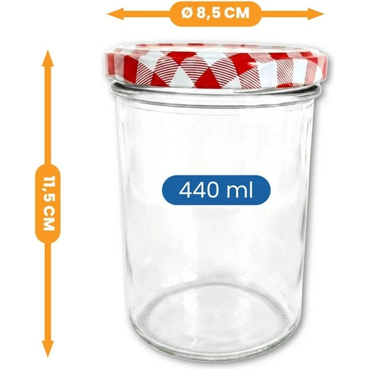 EUROHOME Marmeladenglas EUROHOME® Einmachglas 440 ml, Glas, (15-tlg, Einmachglas 15er Set), Einmachgläser mit Deckel - Schraubgläser – Bild 2