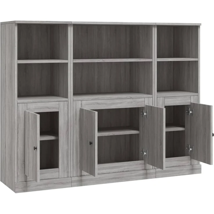 Highboards 3 Stk, BuffetSchrank, Büroschrank. Grau Sonoma Holzwerkstoff – Bild 5