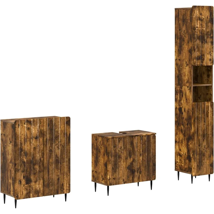 vidaXL 3-teiliges Badezimmer-Schranksystem ZWOLLE Raucheiche 3417437 – Bild 2