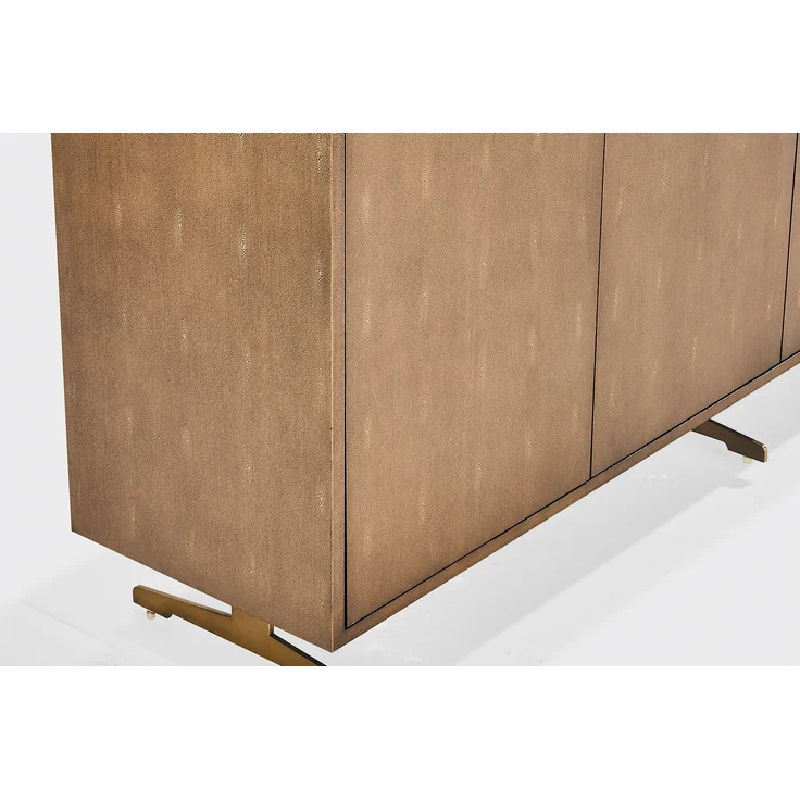 KAWOLA Sideboard GALA 4 Türen Kunstleder goldfarben Fuß Edelstahl gebürstet 85 x 40 x 180 cm – Bild 4