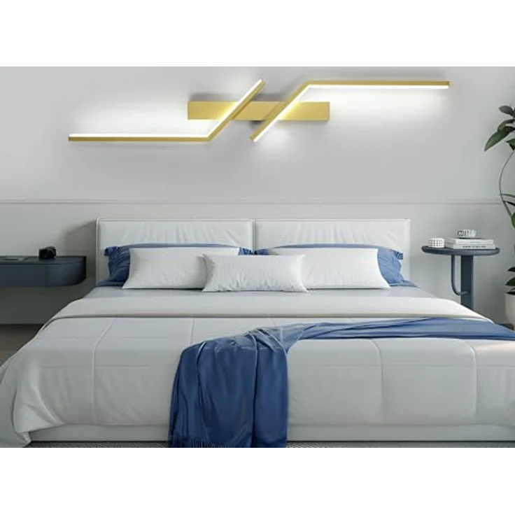 Goeco LED Wandleuchte Innen, 81CM 24W 2700LM LED Wandlampe Lang 2 Fimmige 6500K Kaltweißes Licht, Modern Wandlicht für Flur Treppenhaus Wohnzimmer Schlafzimmer, Gold – Bild 5